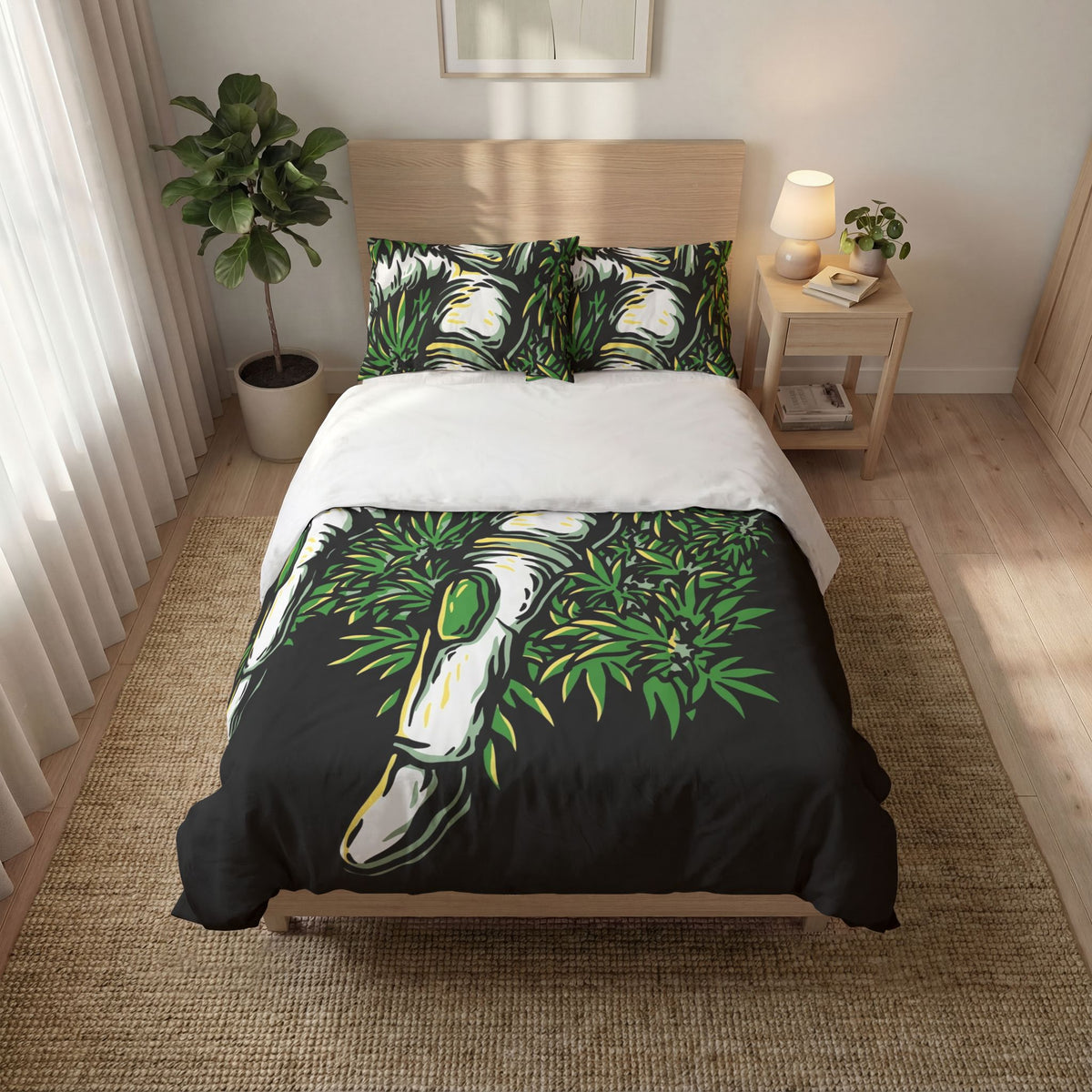 Astronaut Cannabis Leaves Quilt Cover Set