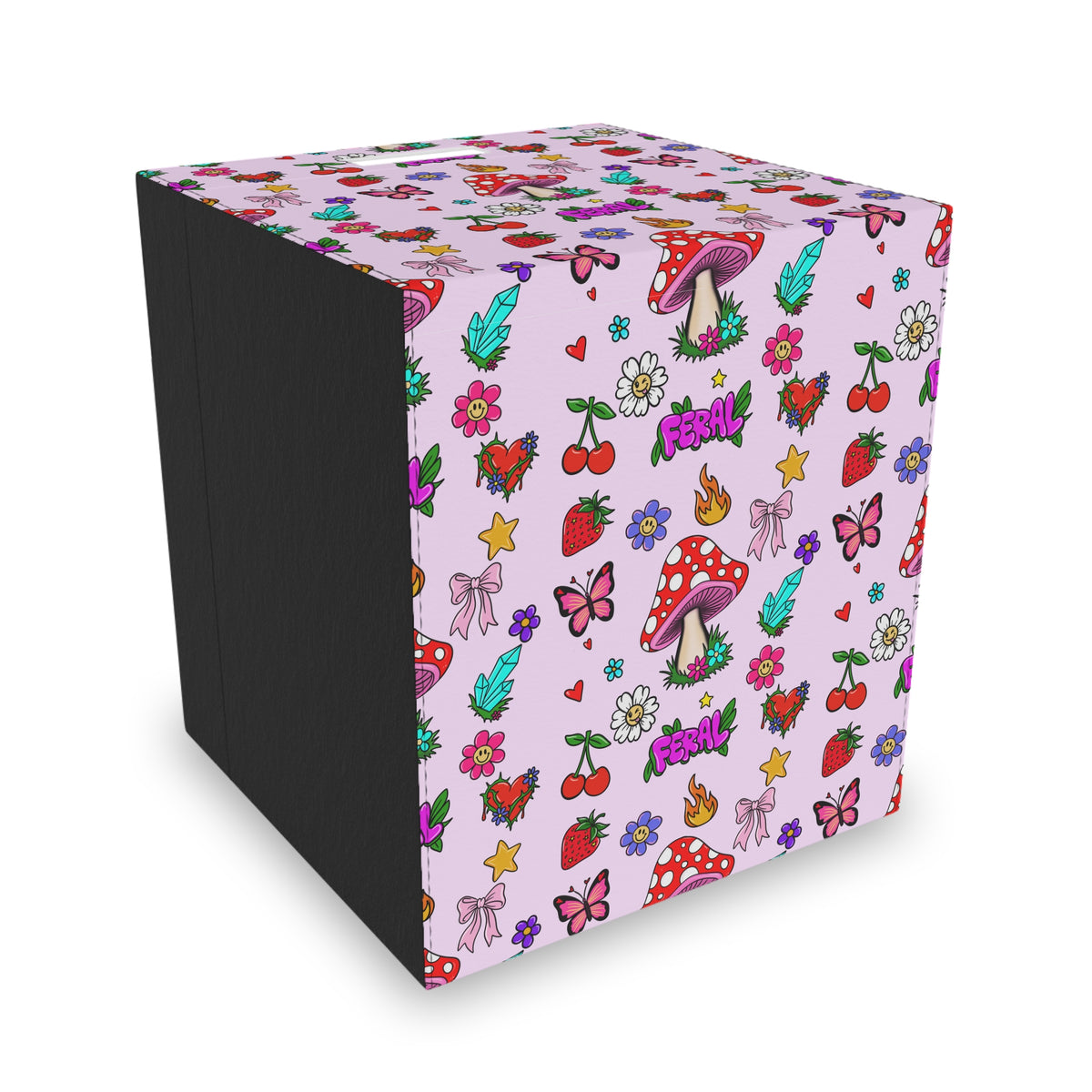 Felt Storage Box – Colorful Mushroom, Flower & Fruit Pattern Organizer