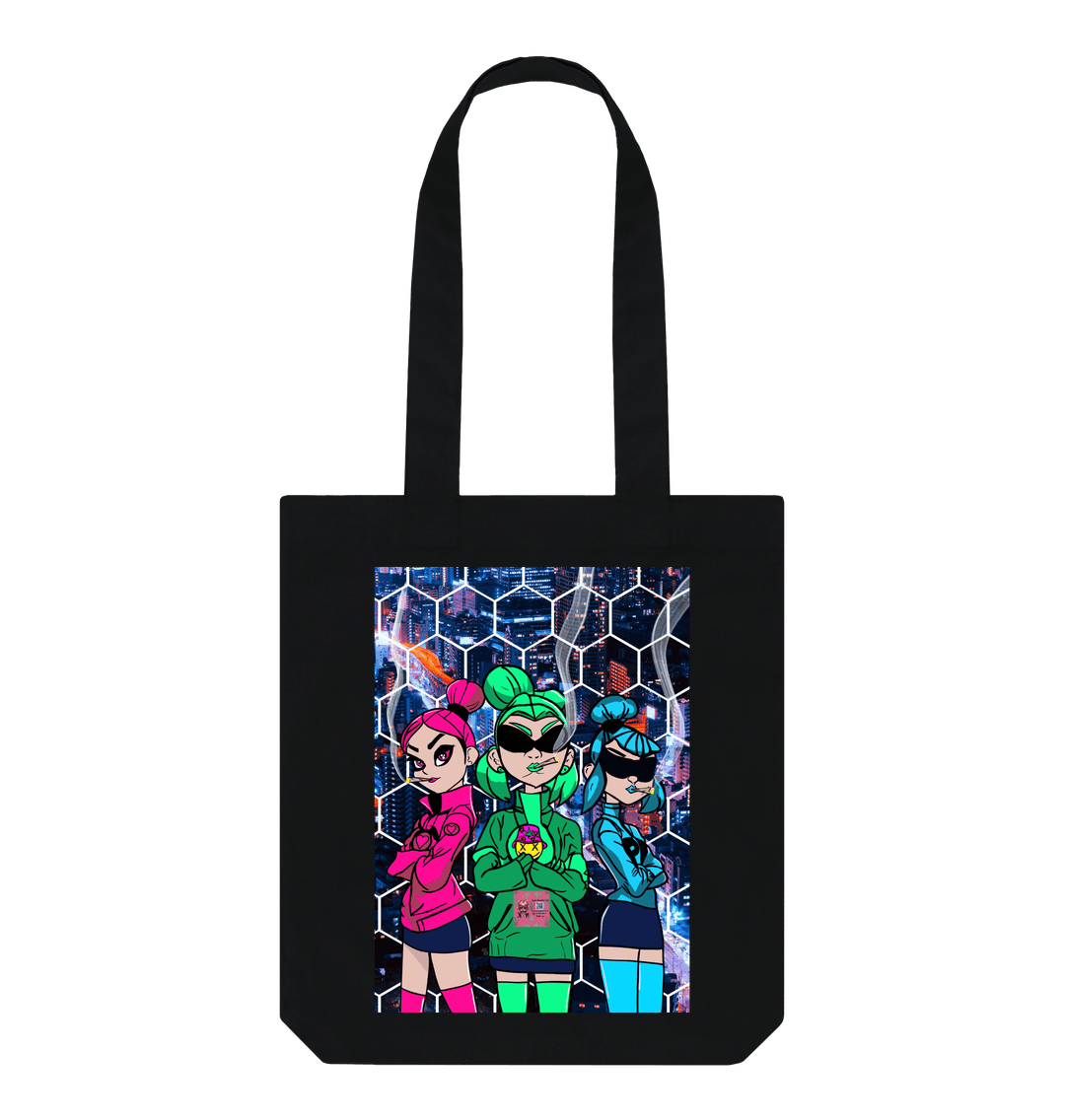 Black Printed Bag Front