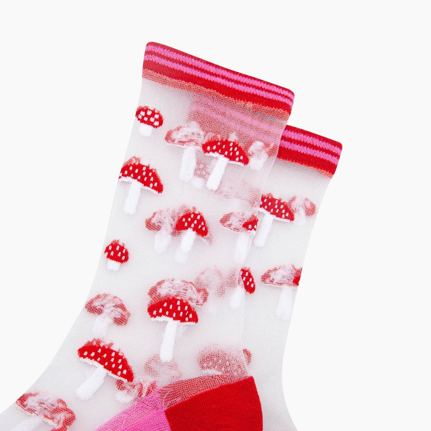 Toadstools Combed Cotton Sheer Pop Socks in Red