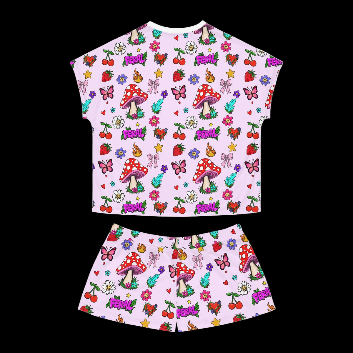 Women's Fairycore Mushroom & Floral Short Pajama Set