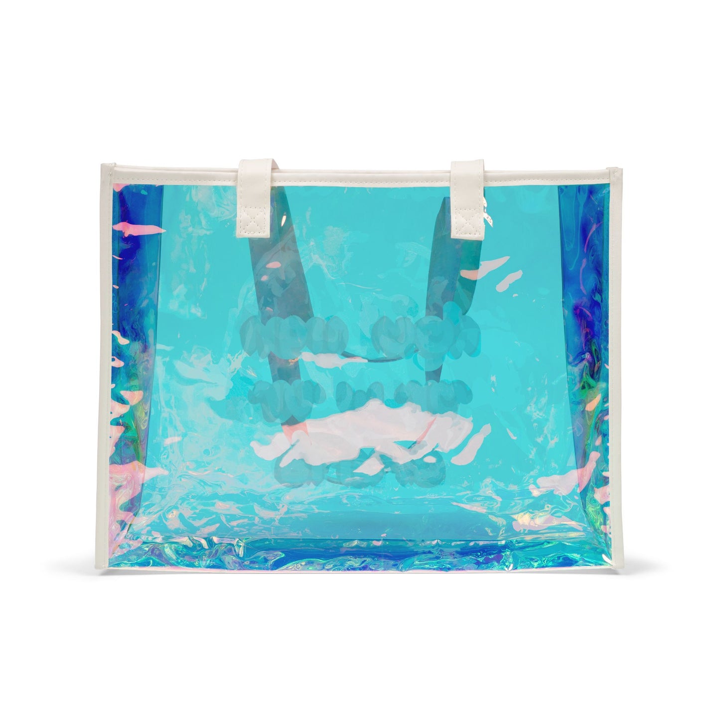 Holographic Beach Tote — "Too High For Your Drama" Clear Iridescent Bag