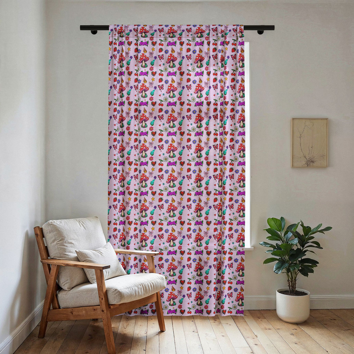 Colorful Floral Sheer Window Curtain