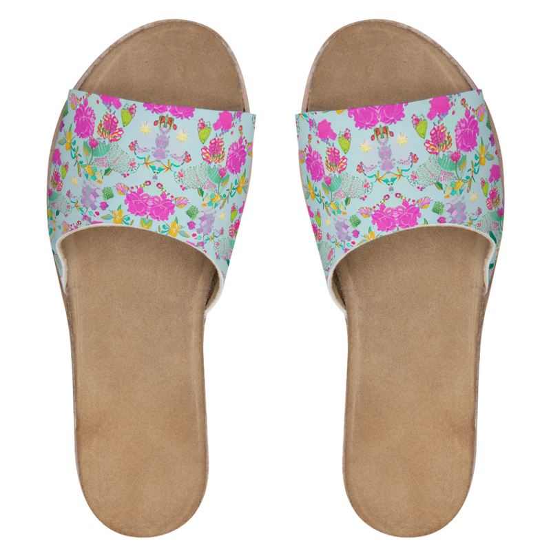 Womens Leather Sliders