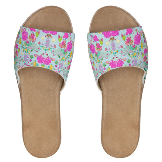 Womens Leather Sliders