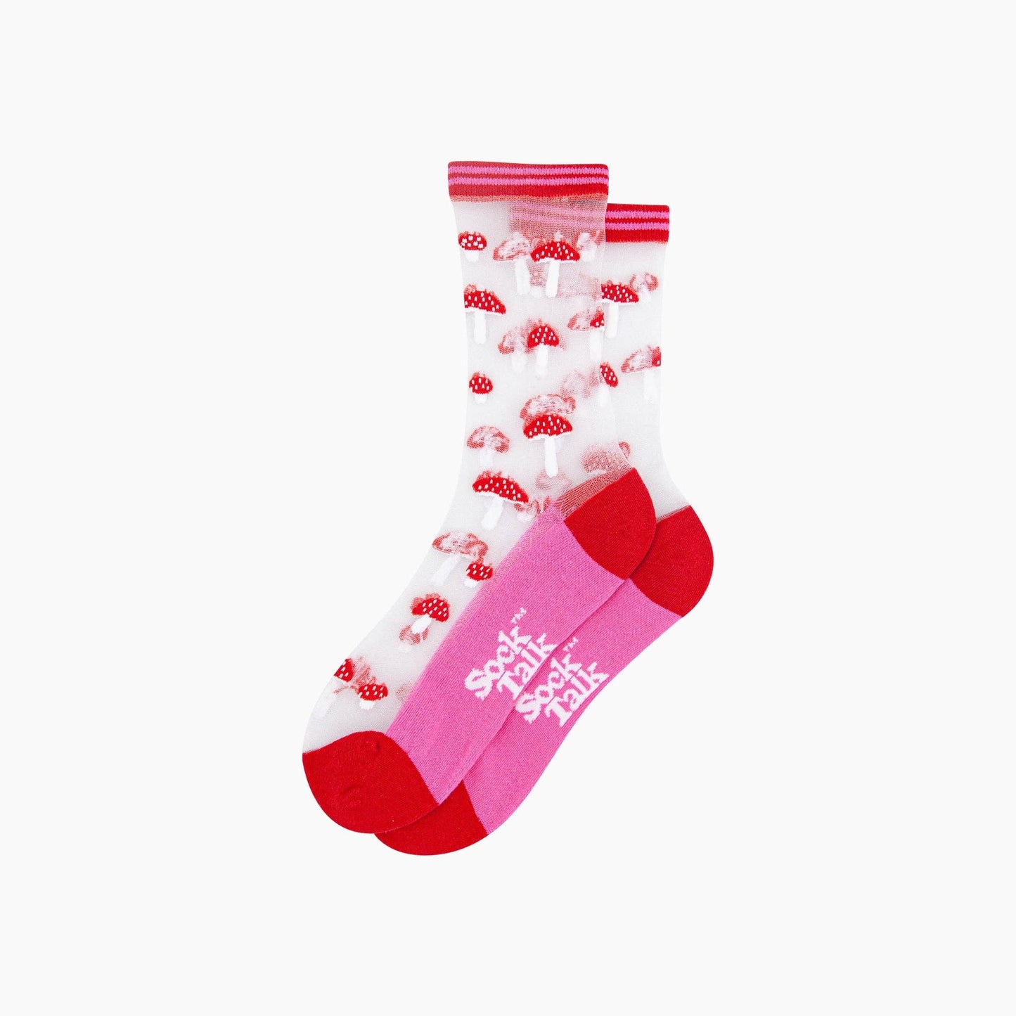 Toadstools Combed Cotton Sheer Pop Socks in Red