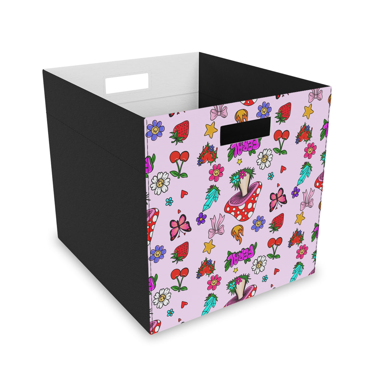 Felt Storage Box – Colorful Mushroom, Flower & Fruit Pattern Organizer