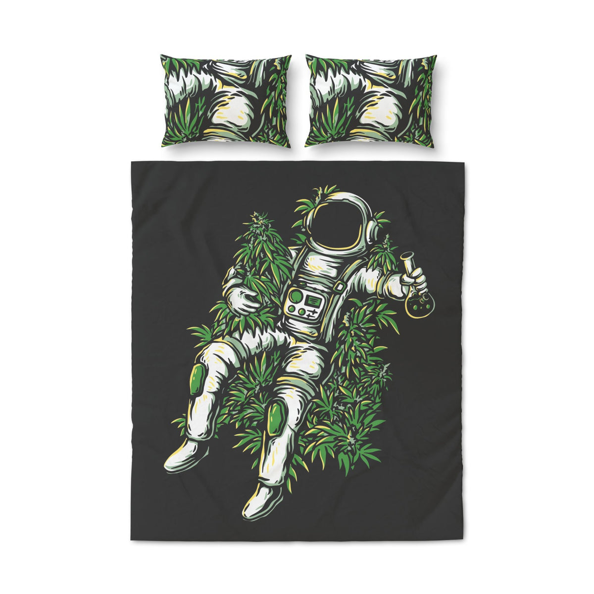 Astronaut Cannabis Leaves Quilt Cover Set