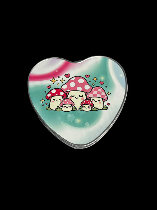 Shrooms love heart tin mini