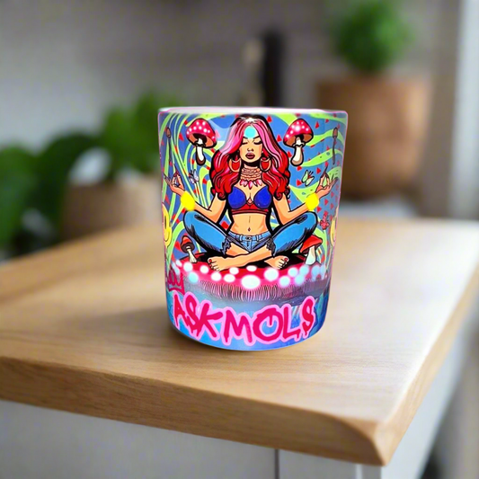 Shroomies Queen Mug | ASKMOLS Psychedelic Coffee Cup – Trippy Mushroom Art