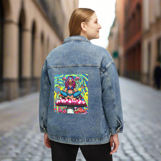 Vibrant Women's Denim Jacket - Boho Chic, Casual Streetwear, Ideal for Festivals, Summer Days, Vintage Style, Unique Gift
