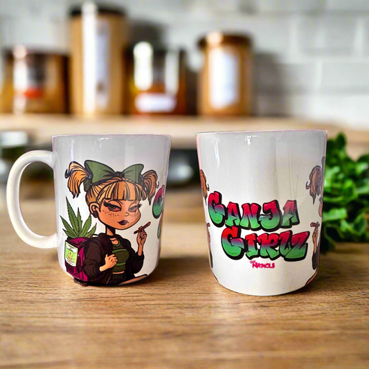Ganja Girlz Mug | Cannabis Pop Art Coffee Cup | Weed Lover Gift by ASKMOLS