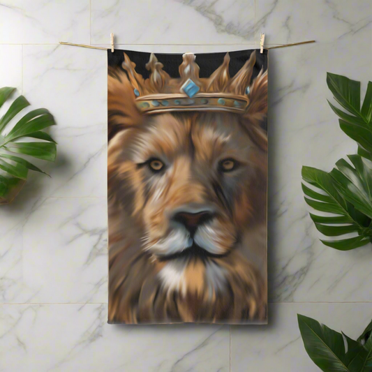 Majestic Lion Hand Towel for Animal Lovers, Bathroom Decor, Gift for Her, King of the Jungle, Home Essentials