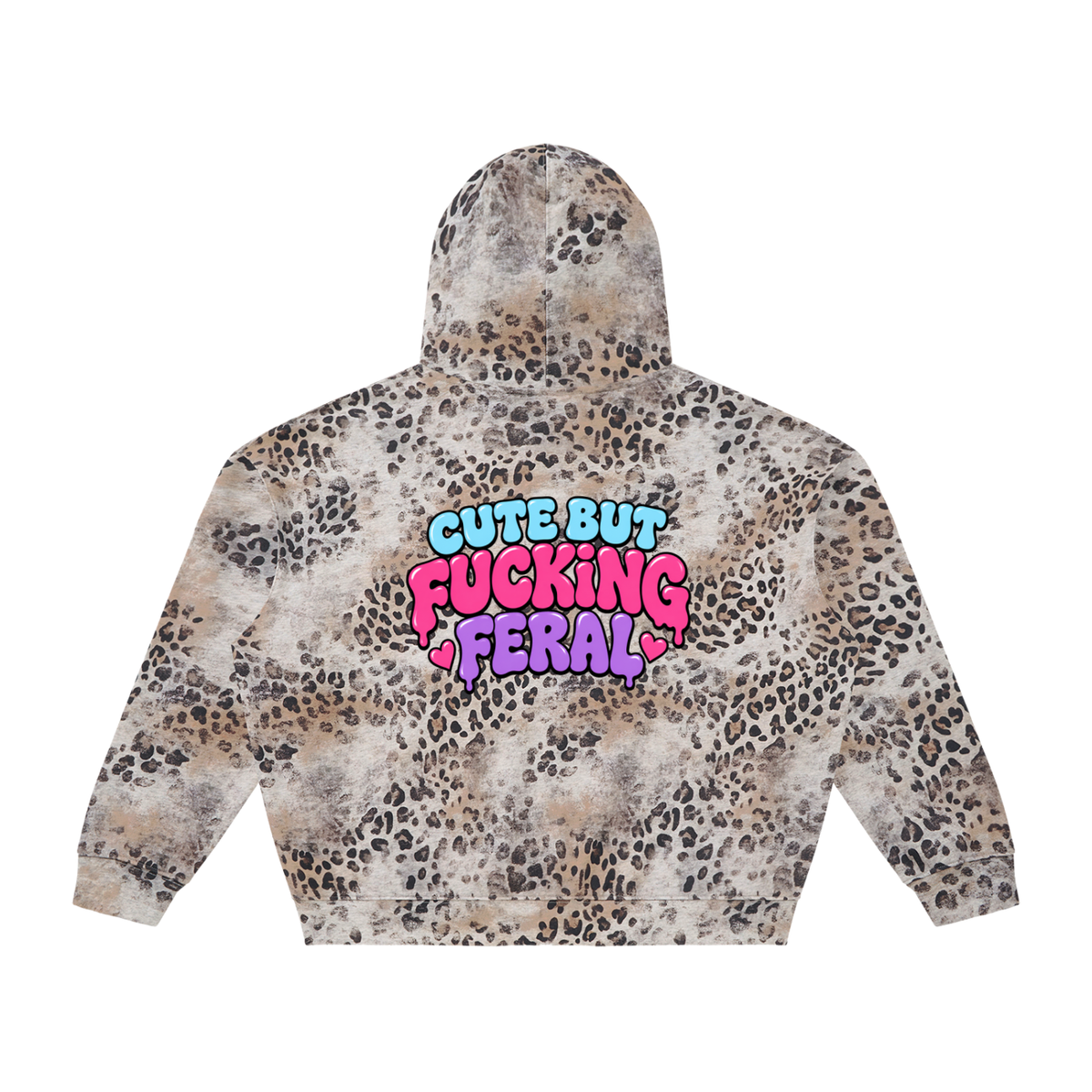 Feral Unisex Vintage Wash Leopard Full Zip Hoodie