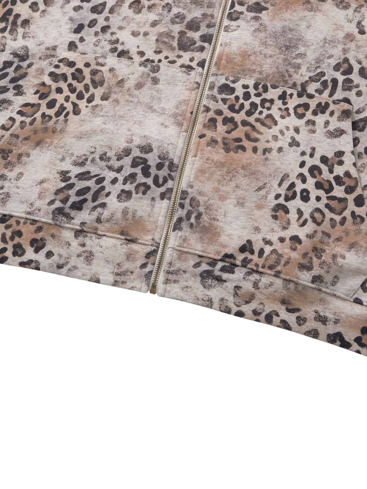 Feral Unisex Vintage Wash Leopard Full Zip Hoodie
